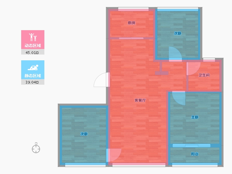 山东省-青岛市-绿城  海棠印月-75.27-户型库-动静分区