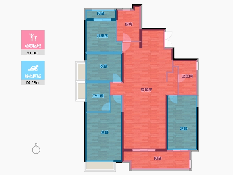 河南省-郑州市-正弘 青云筑-132.82-户型库-动静分区