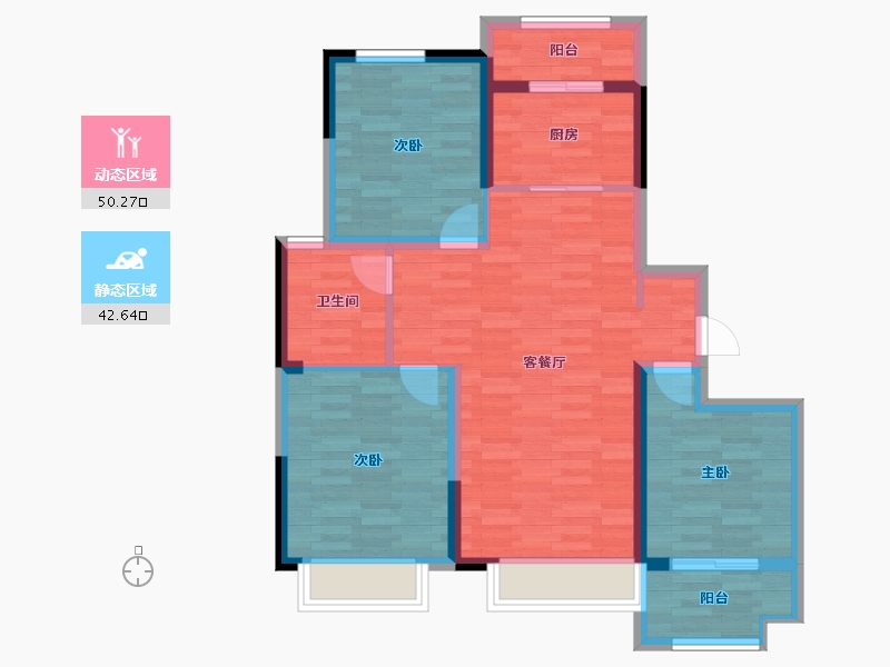 山东省-烟台市-万兴凤凰花园-83.03-户型库-动静分区