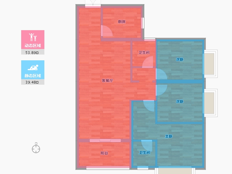 陕西省-渭南市-西丰文苑-83.84-户型库-动静分区