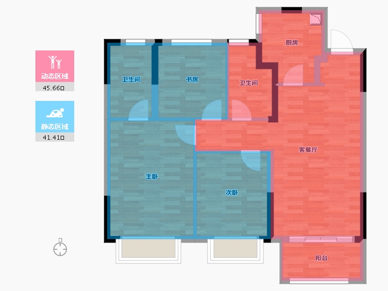 江苏省-南京市-招商正荣东望府项目-77.71-户型库-动静分区