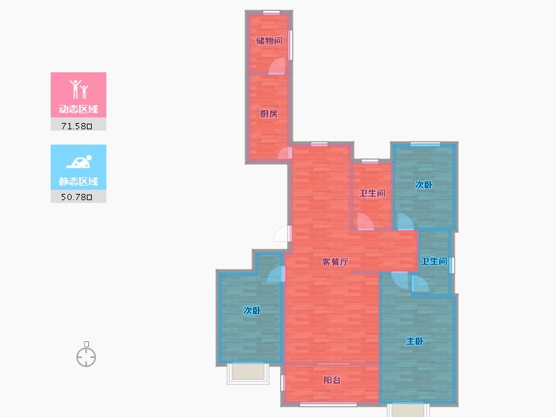 河北省-石家庄市-桥西区育新路玉龙小区9号楼-110.87-户型库-动静分区