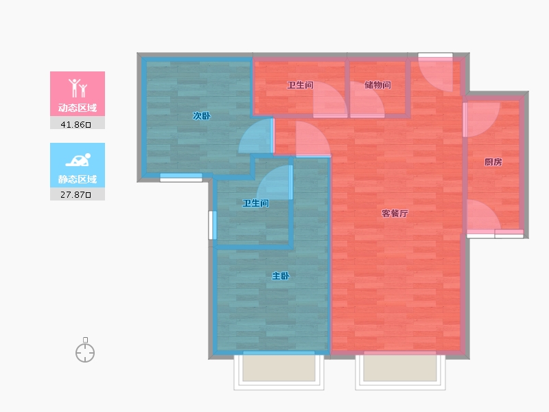 北京-北京市-朝庭公寓-63.06-户型库-动静分区