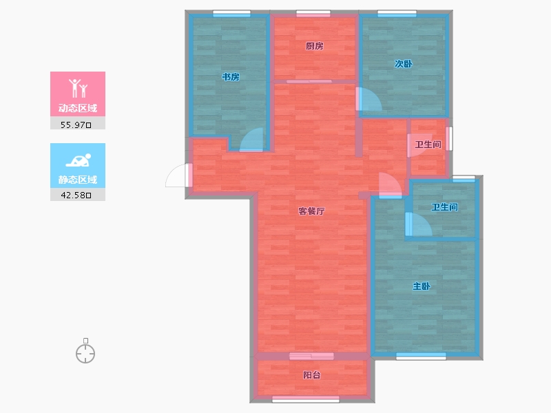 河北省-唐山市-绿城南湖春晓-87.80-户型库-动静分区