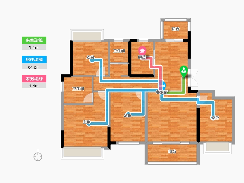 重庆-重庆市-龙湖昱湖壹号-110.00-户型库-动静线