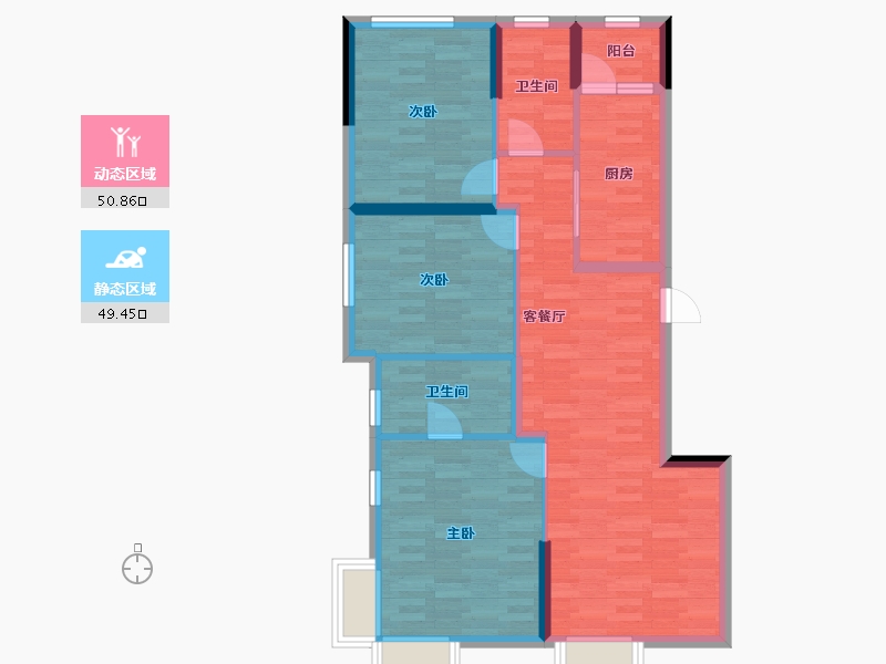 四川省-成都市-九龙仓时代小镇-89.98-户型库-动静分区