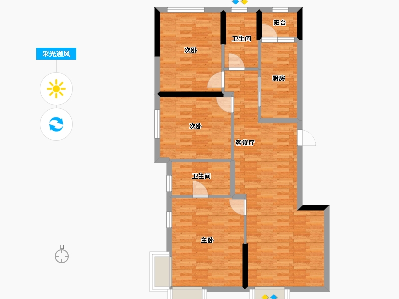 四川省-成都市-九龙仓时代小镇-89.98-户型库-采光通风