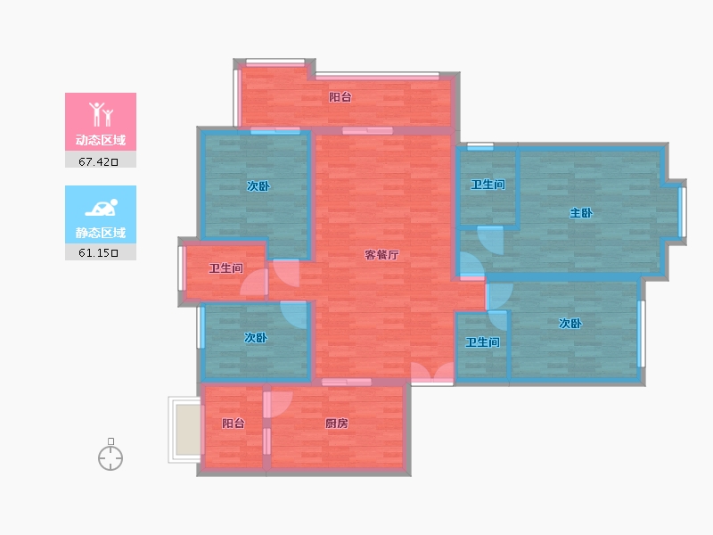 云南省-昭通市-南辰1号-113.76-户型库-动静分区