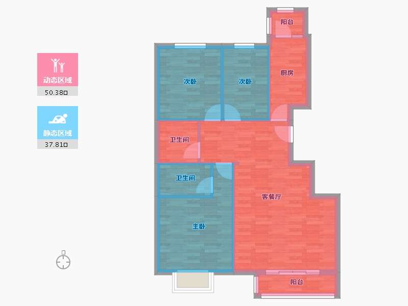 北京-北京市-天骄俊园北区-79.24-户型库-动静分区