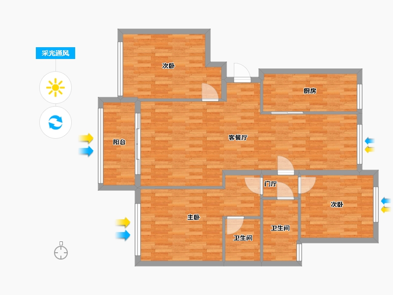 安徽省-宿州市-帝景水岸-99.95-户型库-采光通风