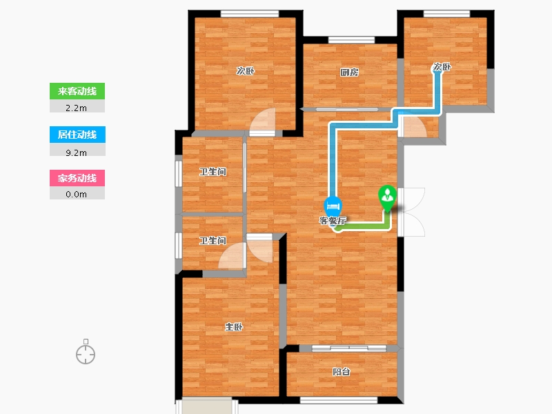 河南省-新乡市-宏瑞3号院-105.01-户型库-动静线