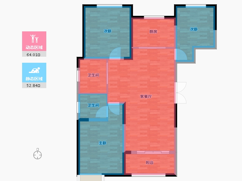 河南省-新乡市-宏瑞3号院-105.01-户型库-动静分区