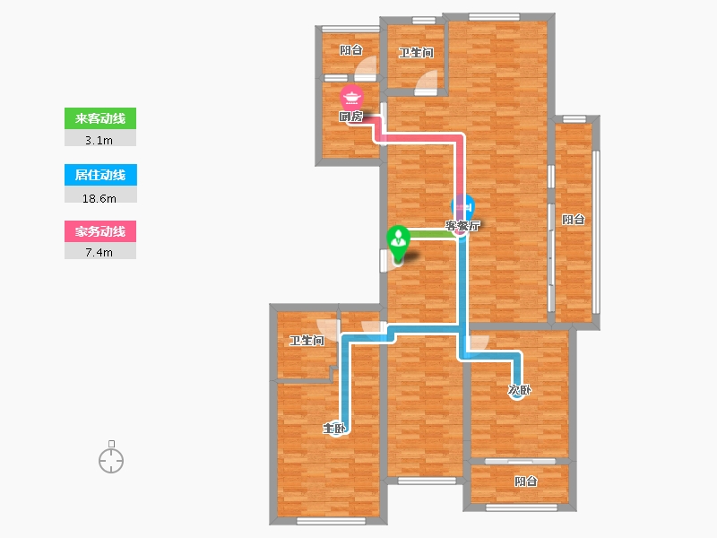 浙江省-金华市-金鳞花园-132.60-户型库-动静线