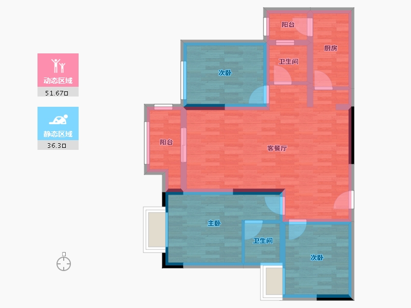 重庆-重庆市-金科世界城-76.94-户型库-动静分区