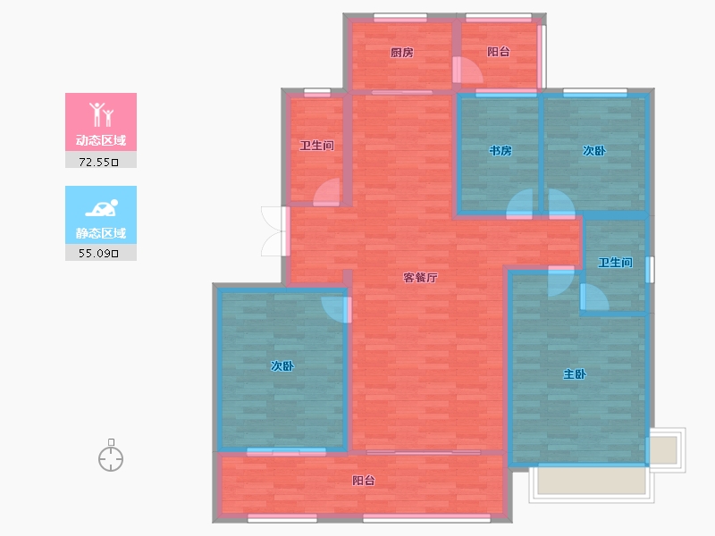 山东省-临沂市-万城花开-114.64-户型库-动静分区