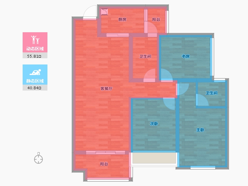 广西壮族自治区-桂林市-彰泰学府-85.36-户型库-动静分区