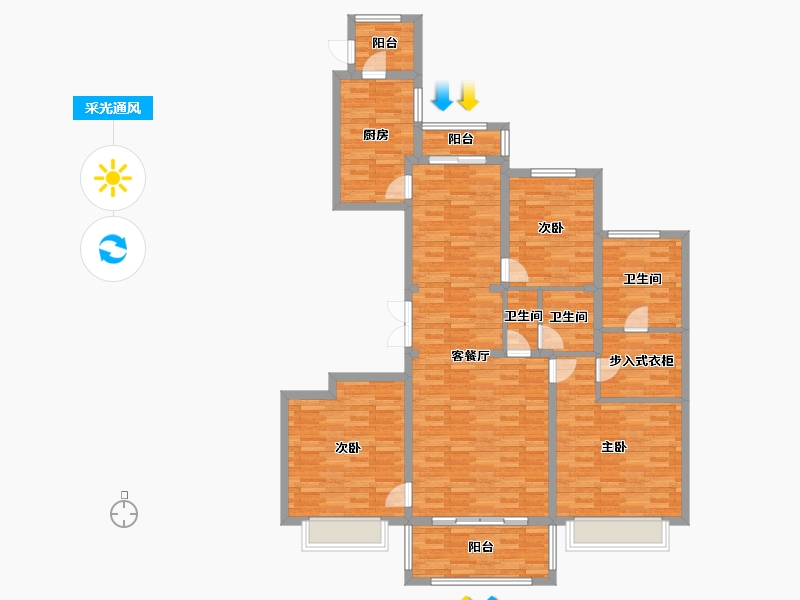 湖北省-武汉市-御湖一号-130.00-户型库-采光通风