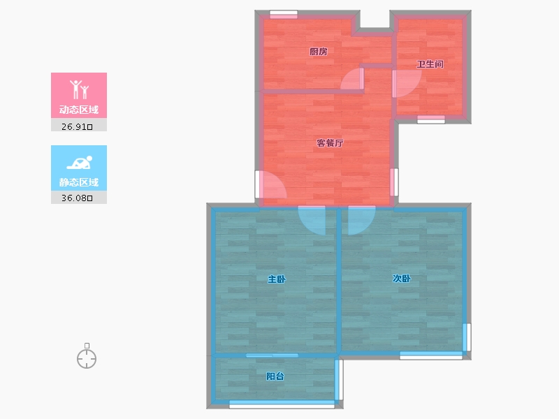 上海-上海市-金桥新村一街坊-56.65-户型库-动静分区