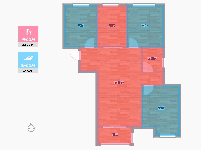 河南省-郑州市-万科溪望-69.63-户型库-动静分区