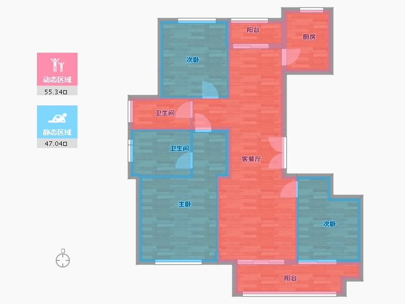 江苏省-徐州市-绿城蘭园-92.23-户型库-动静分区