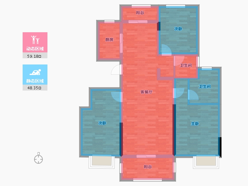 安徽省-黄山市-新城一号-95.53-户型库-动静分区