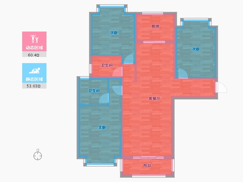 陕西省-渭南市-秦正阳光城-102.34-户型库-动静分区