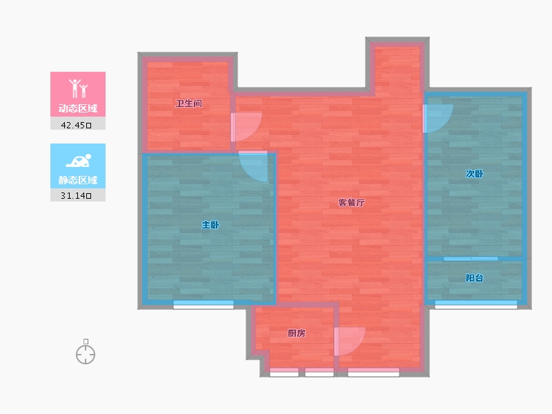 河南省-郑州市-长兴苑-66.81-户型库-动静分区