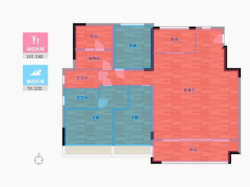 宁夏回族自治区-银川市-融创枫丹壹号-139.11-户型库-动静分区