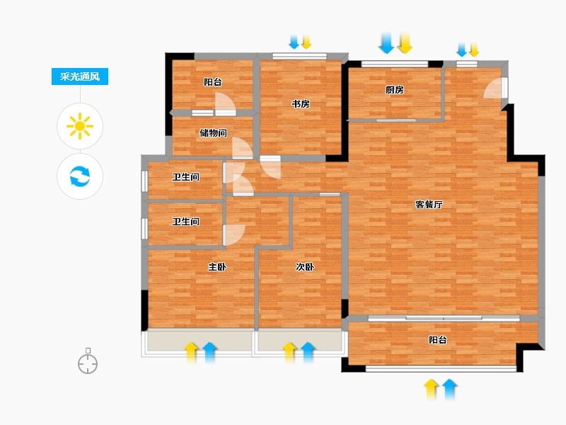 宁夏回族自治区-银川市-融创枫丹壹号-139.11-户型库-采光通风