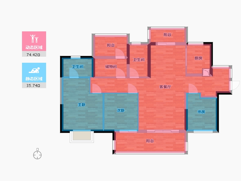 广东省-梅州市-融创奥园玖珑台-97.70-户型库-动静分区