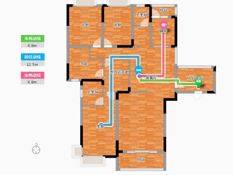 湖南省-岳阳市-馨和园-145.97-户型库-动静线