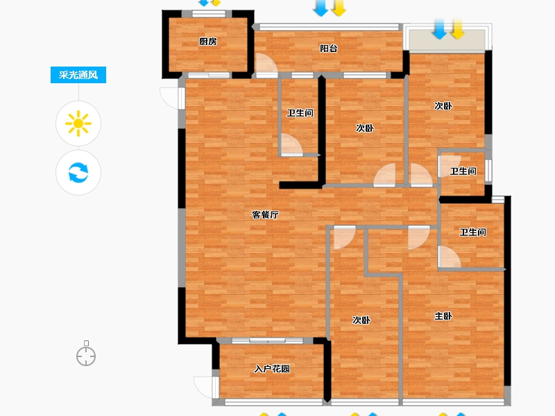 广东省-揭阳市-金泰城-137.73-户型库-采光通风