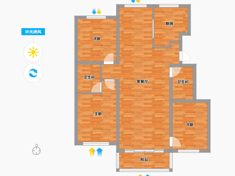 吉林省-松原市-鸿盛国际-98.88-户型库-采光通风