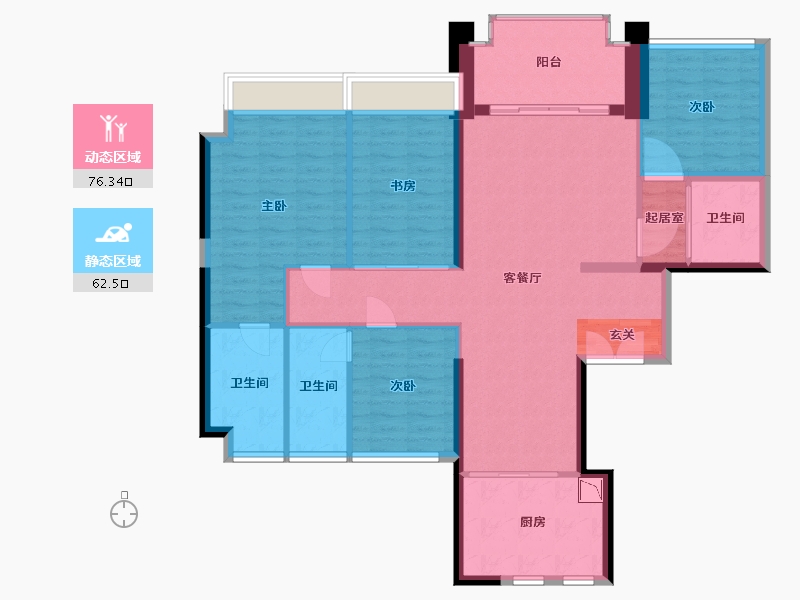 广东省-深圳市-龙华金茂府-125.10-户型库-动静分区