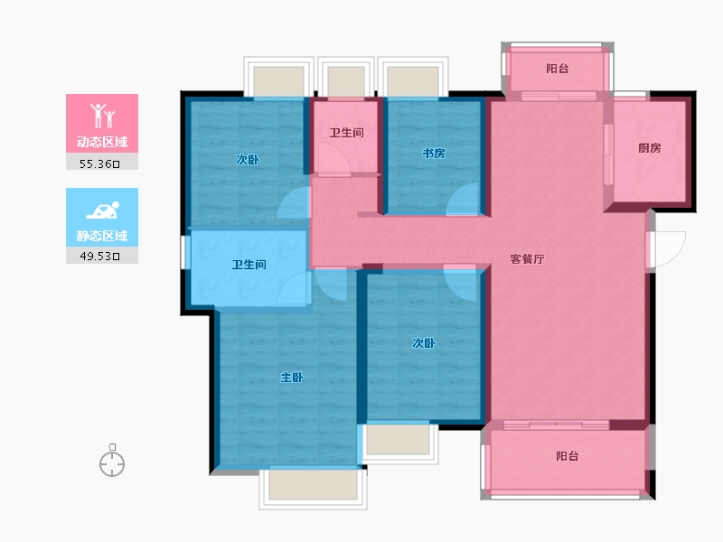 湖北省-武汉市-福星惠誉东湖城-93.25-户型库-动静分区