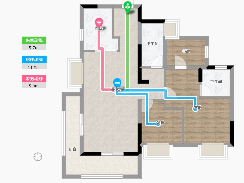 四川省-南充市-碧桂园-原树提香-83.53-户型库-动静线