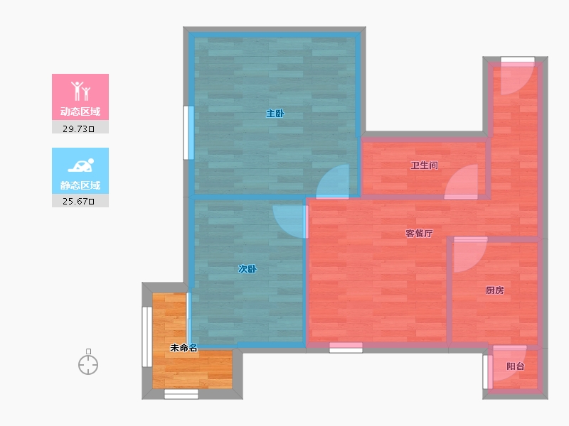 北京-北京市-南湖中园二区 222楼-52.56-户型库-动静分区