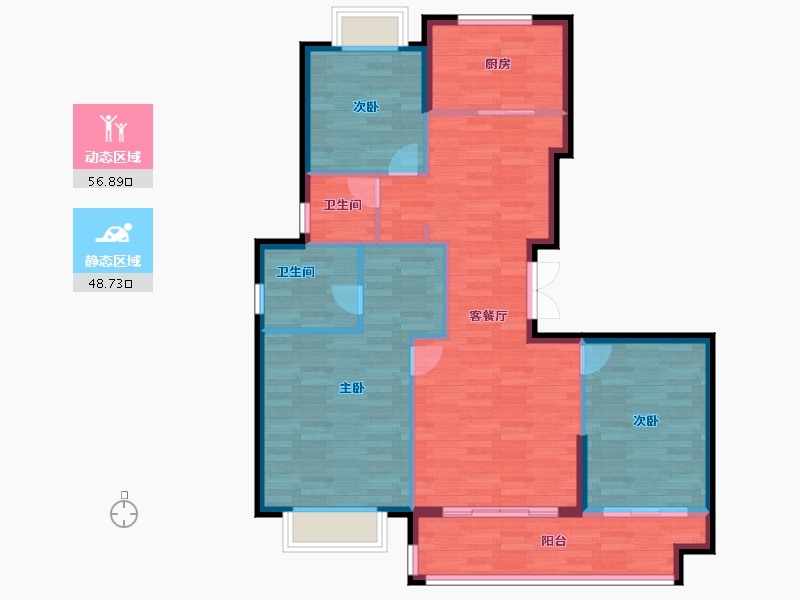 江苏省-盐城市-海悦东鸣府-96.00-户型库-动静分区