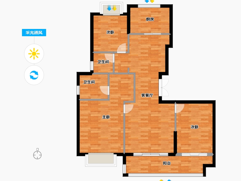 江苏省-盐城市-海悦东鸣府-96.00-户型库-采光通风