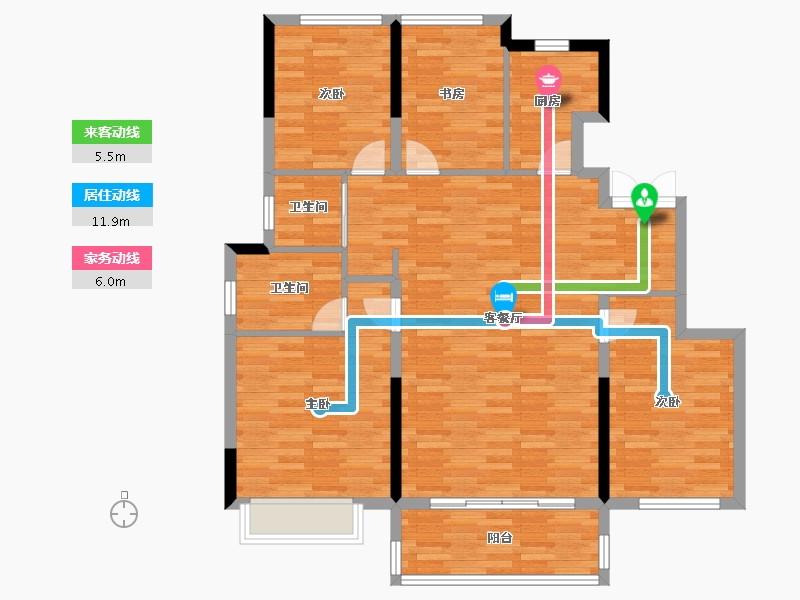 安徽省-合肥市-合肥院子-109.65-户型库-动静线