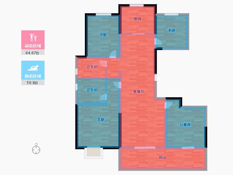 江苏省-盐城市-通银天御-108.00-户型库-动静分区