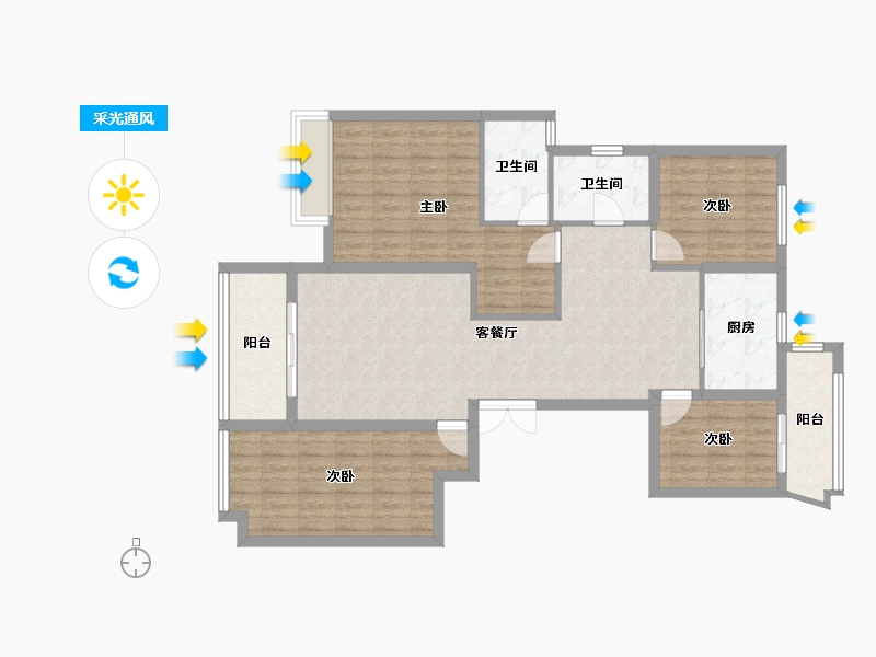 浙江省-杭州市-旭辉东原吴越府-112.05-户型库-采光通风