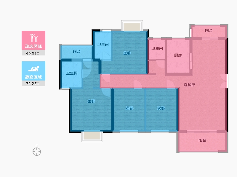 湖南省-长沙市-克拉美丽山庄-127.17-户型库-动静分区