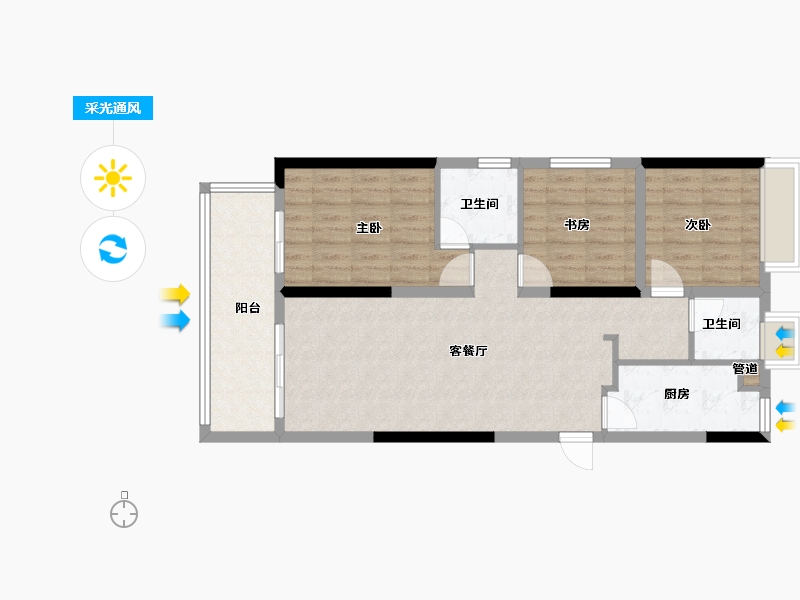 湖南省-长沙市-金侨风华府-82.62-户型库-采光通风