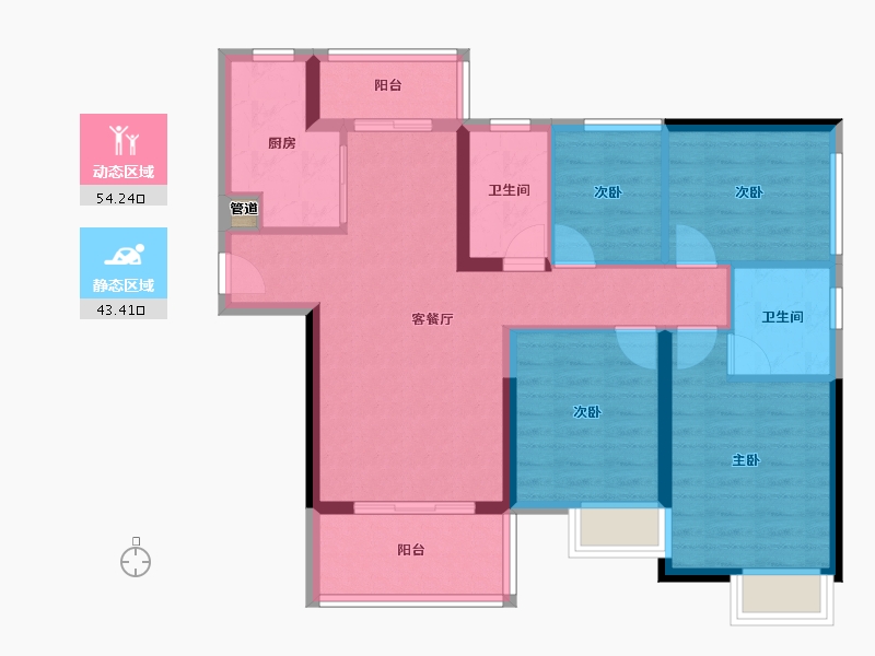 广东省-中山市-海伦时光-87.16-户型库-动静分区