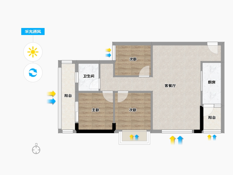 广西壮族自治区-南宁市-轨道御水元筑-65.59-户型库-采光通风