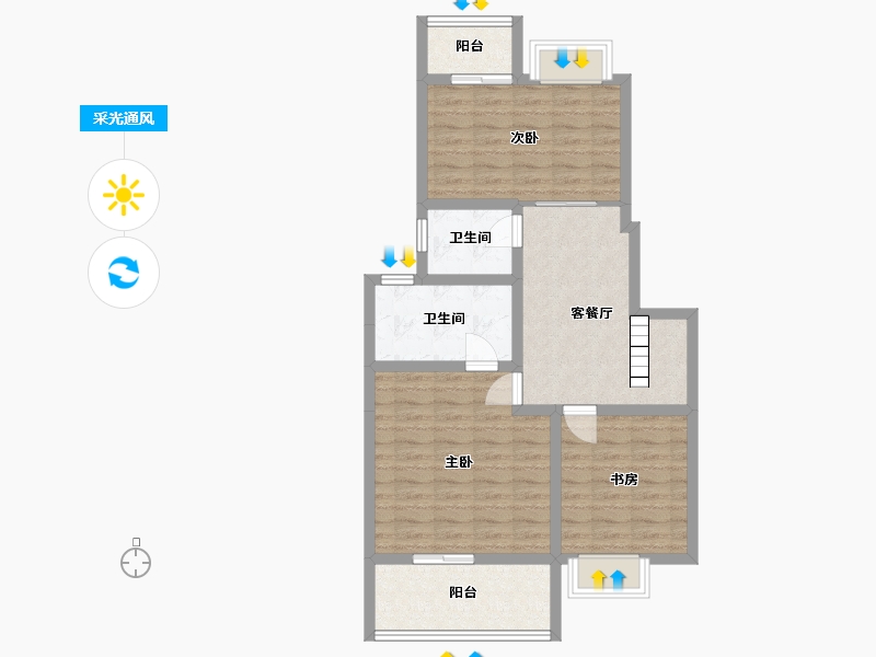 江苏省-苏州市-美之苑-76.89-户型库-采光通风