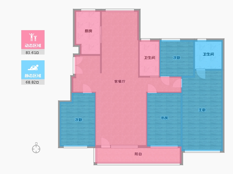 辽宁省-大连市-英伦河山-140.06-户型库-动静分区