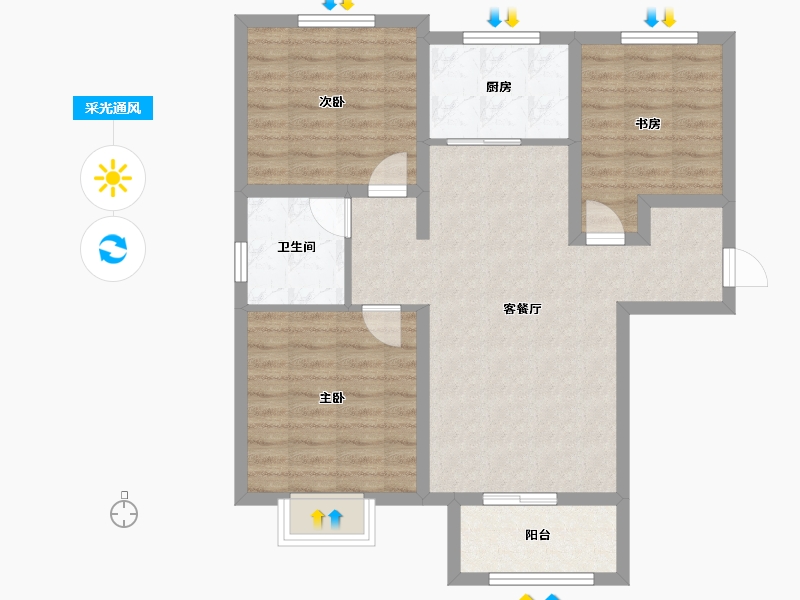 河北省-保定市-卓润 天伦湾-80.88-户型库-采光通风