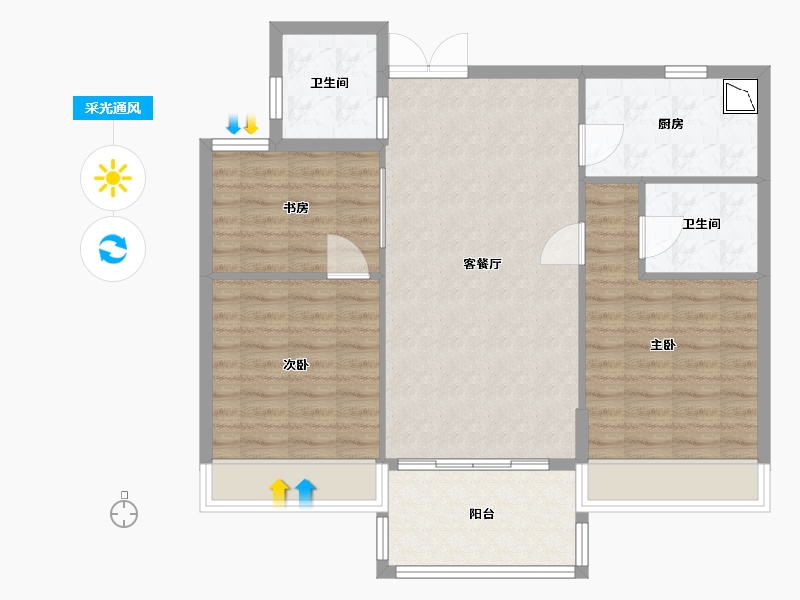 浙江省-绍兴市-阳光龙庭-90.00-户型库-采光通风